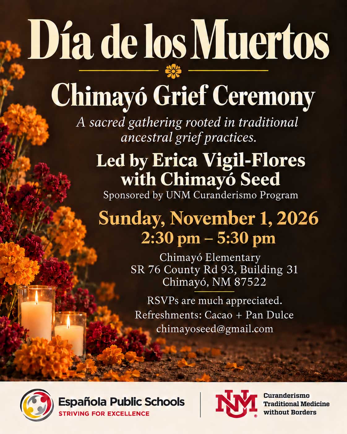 Dia de los muertos in Chimayo flyer
